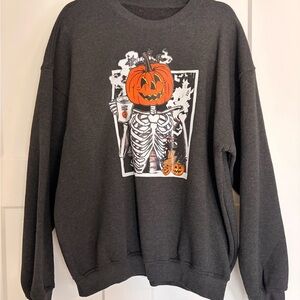 Halloween Graphic Dark Gray Sweater